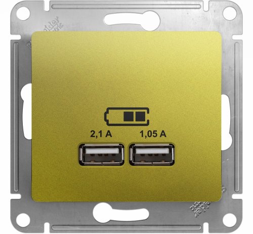 Розетка USB тип A+A без рамки Systeme Electric Glossa 2-м. 2100мА фисташковый картинка